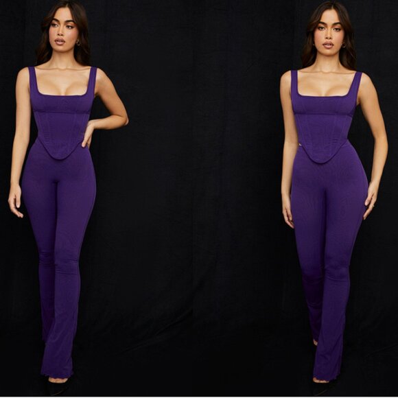 House Of CB 'Erin' Purple Mesh Trousers NWOT - Picture 1 of 8